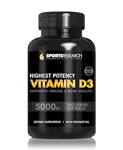 Vitamin D3 5000iu (High Potency) 360 Softgels; Enhanced with Organic Coconut Oil for Better Absorption; Made In USA