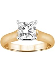 1.00 Ct Princess H/I I1 Diamond 14K Yellow Gold Ring