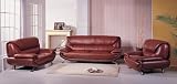 Contemporary Stunning Brown Leather Sofa Loveseat Chair Set