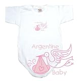 Baby Bodysuit White  Light Blue Stork Argentine  Argentina Country