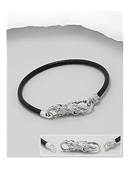 Elephant Leather Bracelet In 92.5 Sterling Silver