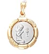 14k Yellow And White Gold "My First Communion" Girl Pendant