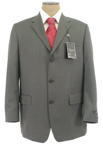 Alfani Mens Single Breasted 3 Button Charcoal Gray Pinstripe Wool Suit - Size 41R