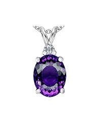 Original Star K (tm) Large 14x10mm Oval Simulated Amethyst Pendant in 925 Sterling Silver