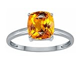 Tommaso Design(tm) Genuine Citrine 7mm Cushion Cut Solitaire Engagement Ring