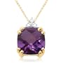 10k Yellow Gold, February Birthstone, Amethyst and Diamond Pendant