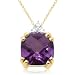 10k Yellow Gold, February Birthstone, Amethyst and Diamond Pendant