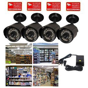 VideoSecu 4 Channel PCI DVR Card and 4 of IR Day Night Vision Security Cameras with Power Supply WAF