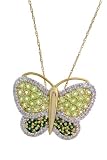 Harmony Collection 10K Recycled Gold Peridot, Green Tourmaline, and Diamond Butterfly Pendant