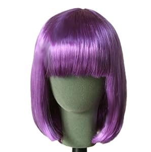 Dance Party Colorful BOBO Cosplay Wig Costume Dress Straight Wigs JF010662 (Purple)