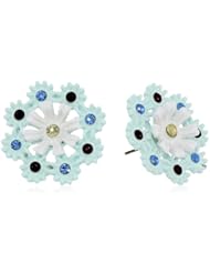 Betsey Johnson "Girlie Grunge" Multi-Colored Crystal Flower Stud Earrings