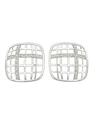 14K White Gold 0.12ct Fence Inspired Prong White Diamond Huggie Earrings