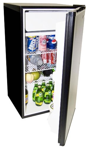 Haier HSA04WNCBPG Compact 3-8/9-Cubic-Foot Refrigerator/Freezer, Black with Silver Door