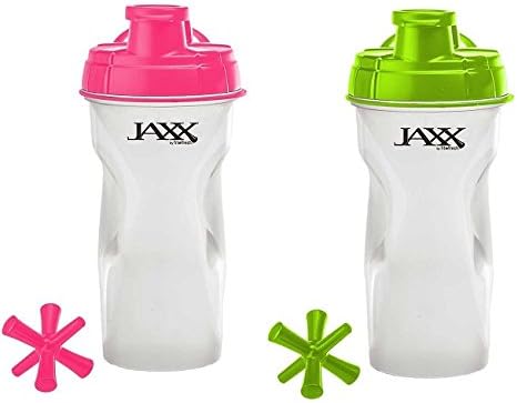 Fit & Fresh Jaxx Shaker Bottle, Leak-Proof Lid - Pink And Green (2-Pack) ...
