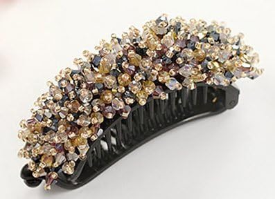 Crystal Style Banana Hair Clips (Navy Blue)
