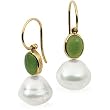 14K Yellow Gold Paspaley South Sea Cultured Pearl and Jade Earrings - 12.00mm