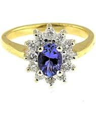 1.75Ct White & Yellow Gold Tanzinite & Diamond Ring 14K