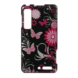 Pink Butterflies Black Protector Case for Motorola DROID 3 XT862
