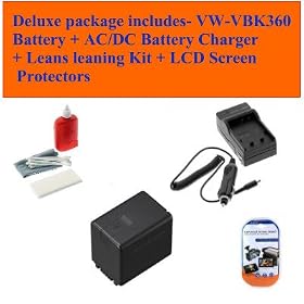 Panasonic Hdc-hs60 Hdc-hs80 Camcorder Deluxe Package Includes Vw-vbk360 Replacement Batteries + Ac/dc Battery Charger + Battery Charger + LCD Screen Protectors + Lens Cleaning Kit