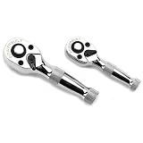 Powerbuilt 640927 1/4-Inch and 3/8-Inch Stubby Ratchet Set, 2-Piece