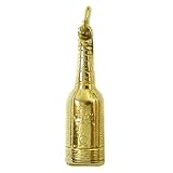 10K Gold Vintage Wine Bottle Charm, three-dimensional
