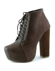 Shoes: Womens Modesta Peron-01 Brown Soft Leatherette Lace Up Ankle Booties Shoes, Brown, 8