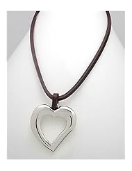 Heart Leather Necklace In White Base