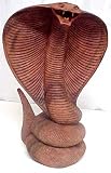 Hand-Carved Wooden King Cobra Sculpture Statue