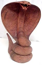 Hand-Carved Wooden King Cobra Sculpture Statue