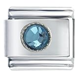 December Blue Zircon Birthstone Italian Charms Bracelet Link