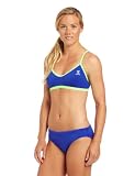 TYR Womens Durafast Elite Solid Crossfit Workout Bikini, Royal/Lime, Medium
