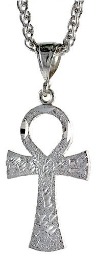 Sterling Silver Diamond Cut Ankh Cross Pendant