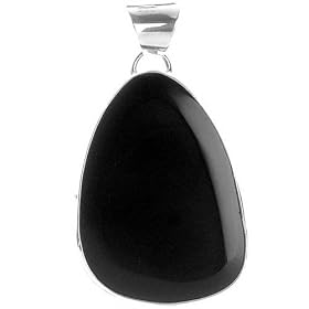 Sterling Silver Large Black Onyx Teardrop Pendant - Artisan Handcrafted in Mexico by 