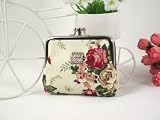 Beautiful Anna Sui Vintage Floral Victorian Style Double Pockets Coin Purse Mini Bag Wallet Wedding Birthday Holiday Gift White