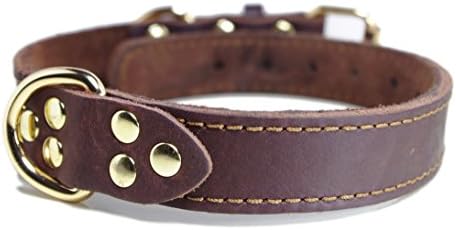 Yogadog - Hight Quality Genuine Leather Dog Training Collar, Brown. For Medium and Large Dogs. Classic. Lifetime Gurantee (Medium)