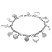 Rhodium Plated Sterling Silver Life Charm Bracelet