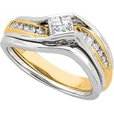 14K Two Tone Gold Diamond Bridal Engagement Ring