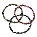 Freshwater Cultured Pearl Cranberry and Garnet; Chocolate and Smoky Quartz, and Black and Black Onyx Set of 3, 7.5"