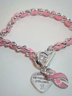 Think Pink: Breast Cancer Silver Pink Bracelet