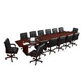 16' Conference Table with Dataports and 14 Leather Chairs