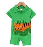 Baby Nay Infant Boys It's A Small World Green Tiger Polo Romper