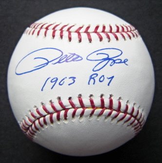 Pete Rose Autographed Official MLB Baseball w/ 1963 ROY Inscription