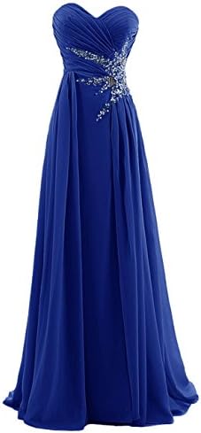 Kiss Girls Women's Sweetheart Beading Chiffon Long Prom Dress US6 Royal Blue