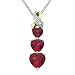 XPY Sterling Silver and 14k Yellow Gold Diamond and Heart-Shaped Created Ruby Pendant (0.008cttw, I-J Color, I3 Clarity), 18