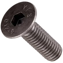 Class 12.9 Steel Socket Cap Screw, Plain Finish, Flat Head, Internal Hex Drive, Meets DIN 7991, 20mm Length, Fully Threaded, M6-1 Metric Coarse Threads (Pack of 100)