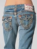 True Religion Womens Joey Super T Orange/Yellow Stitch