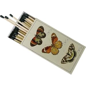 Botanical Butterfly European Design Large Decorative Matches, Pack of 3