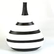EXP Handmade Ceramic Bulb Style Flower Vase With Dramatic Black & Silver Contours
