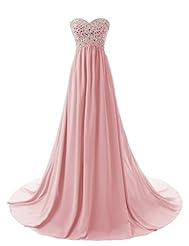 Strapless Chiffon Beaded Lace-Up Bridesmaid Dress/Prom Dress 