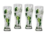 ArtisanStreet's Set of 4. Hand Painted 22 oz. Shamrock Pilsner Glasses. Made to Order, Signed by Artisan.
